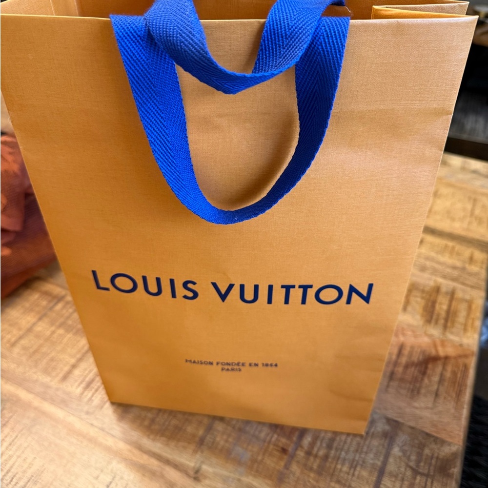 Louis Vuitton Tangerine Bag with Navy Handles